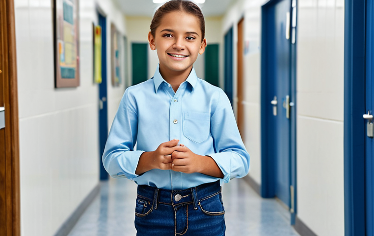 아동용 셔츠 브랜드 추천 - Comfortable Everyday Wear**

"A happy child playing in a park, wearing a bright, comfortable, fully ...