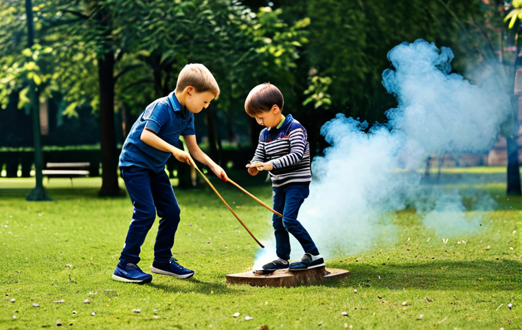 아동복 브랜드 연혁 소개 - चित्र 2:** एक स्टाइलिश लड़का, मॉडर्न कपड़े पहने, शहर की सड़क पर आत्मविश्वास से चल रहा है, पूरी तरह स...