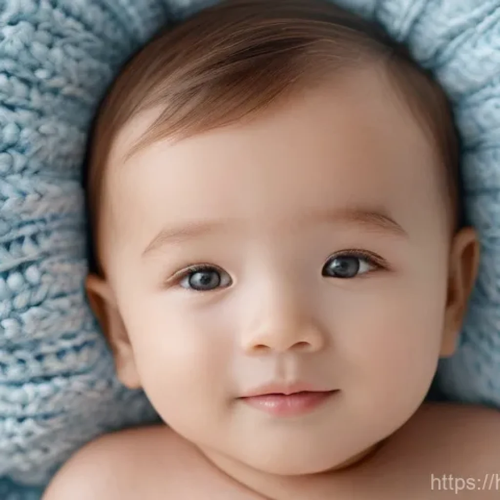 타티네쇼콜라의 프리미엄 라인 - **Prompt:** A close-up portrait of a serene toddler (around 1-2 years old) with a gentle smile, lyin...