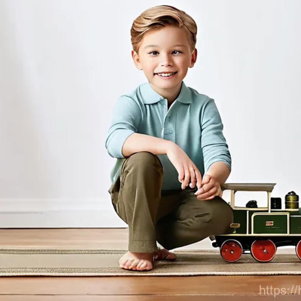 빈폴키즈와 자라키즈의 소재 차이 - **A Beanpole Kids Inspired Scene: Timeless Comfort and Quality**
    "A charming young boy, approxim...