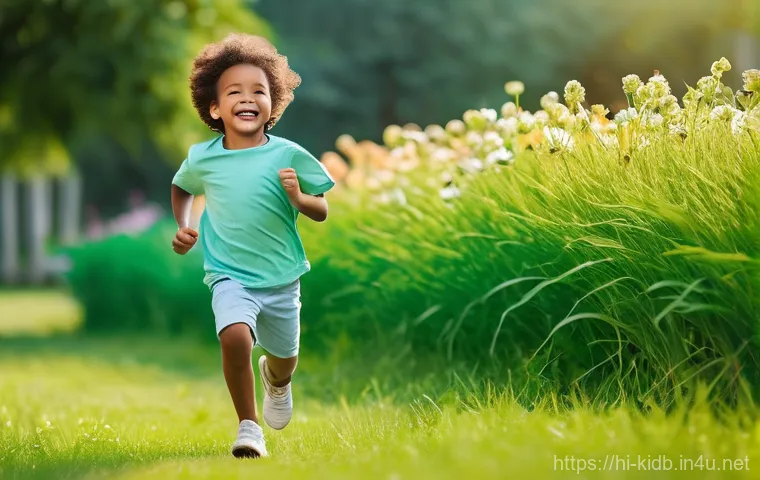 아동용 여름 드레스 브랜드 - **Prompt:** A joyful child, approximately 6 years old, is actively running and playing in a sunny ou...