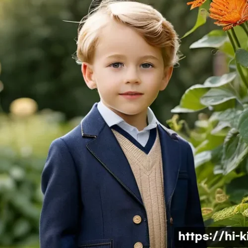 닥스키즈와 빈폴키즈의 차이 - **Daks Kids: Classic British Elegance**
    A young child, approximately 6-8 years old, elegantly dr...