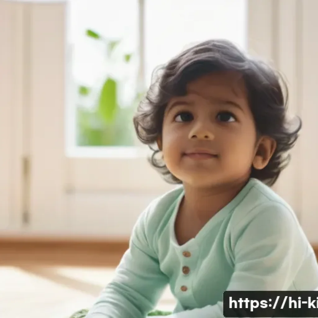 아동 의류 브랜드의 소재 - A tender scene of a young Indian child wearing soft, breathable 100% cotton clothing, sitting comfor...