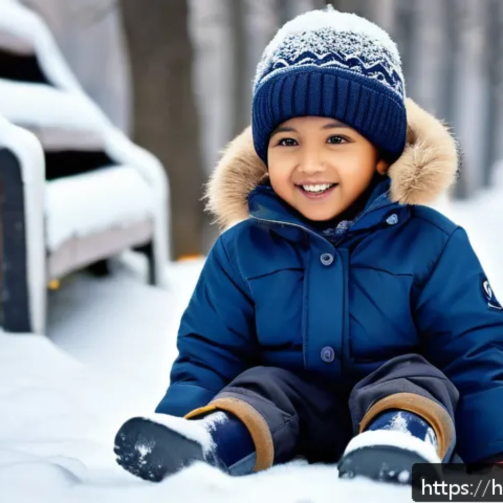 아동용 겨울 부츠 브랜드 - A cheerful Indian child wearing stylish navy blue winter boots with fleece lining and waterproof lea...