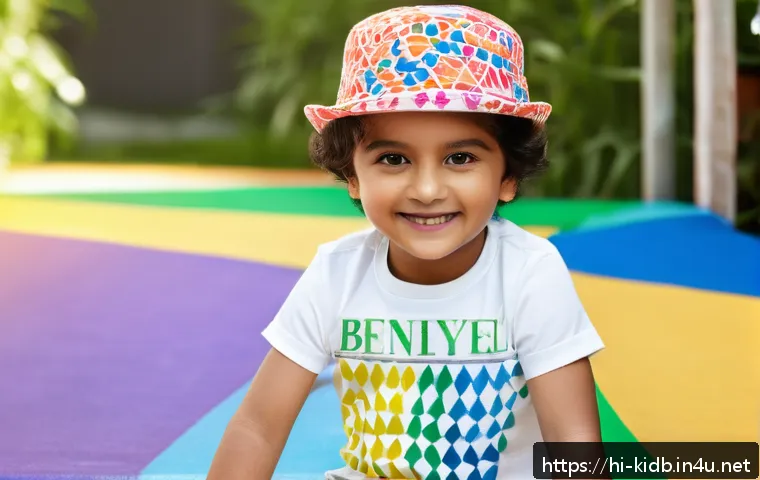 베네통키즈의 베스트셀러 - A cheerful young child wearing colorful Benetton Kids casual clothes made from soft cotton fabric, f...