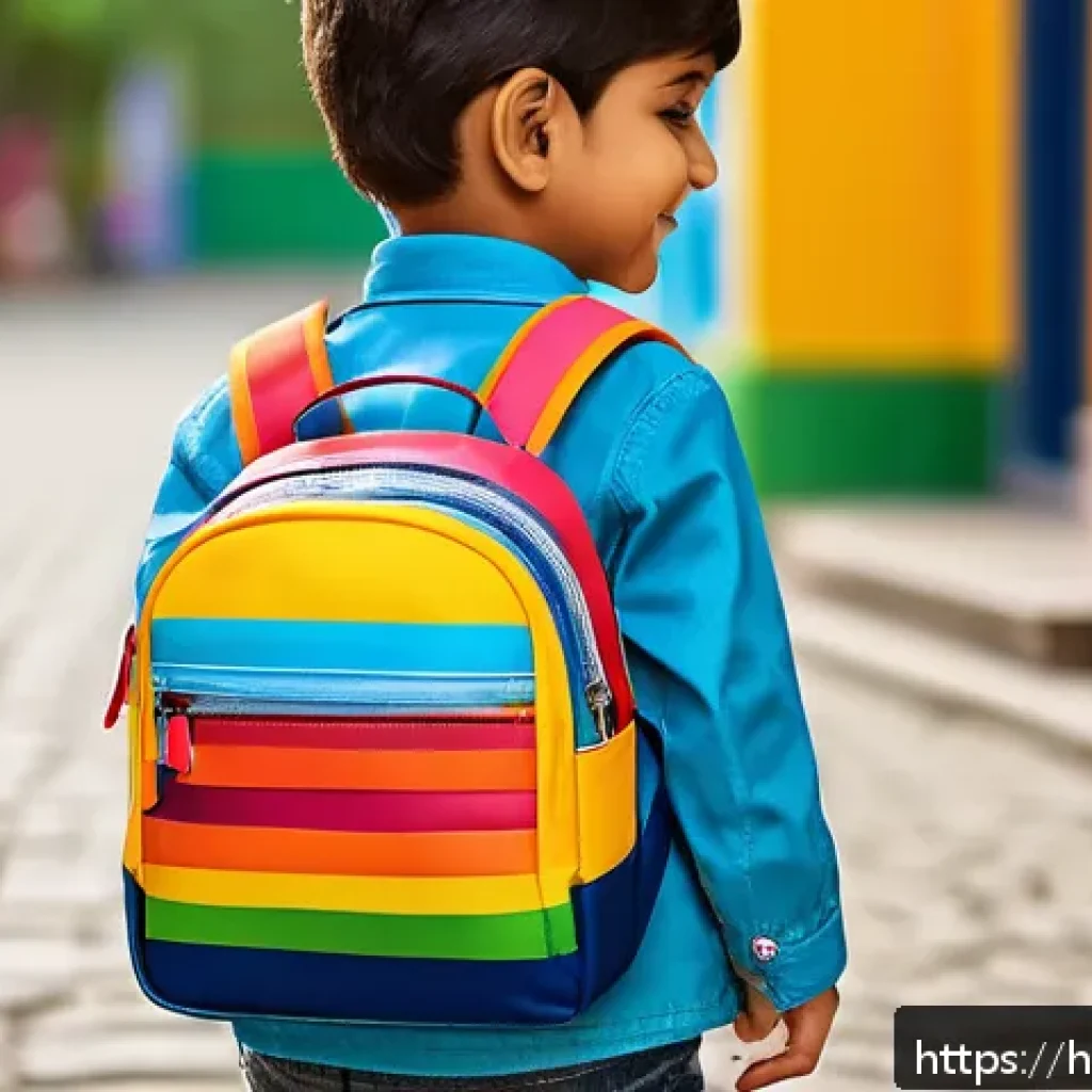 아동용 크로스백 브랜드 추천 - A cheerful Indian child wearing colorful casual clothes and a stylish crossbody bag made of waterpro...