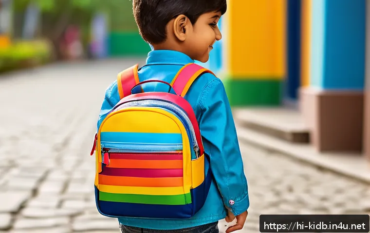아동용 크로스백 브랜드 추천 - A cheerful Indian child wearing colorful casual clothes and a stylish crossbody bag made of waterpro...