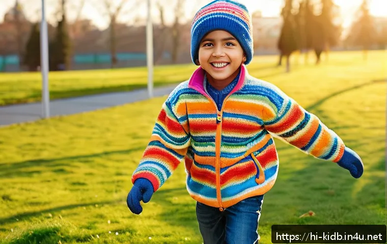 아동용 플리스 브랜드 비교 - A cheerful Indian child wearing a colorful polyester fleece jacket with zipper and hook-loop closure...