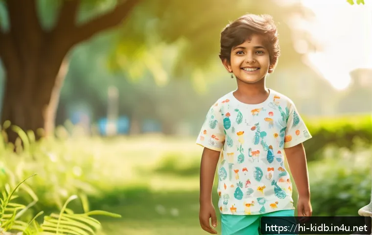 닥스키즈 여름 원피스 스타일 - A cheerful Indian child wearing light pastel-colored cotton clothes with playful cartoon prints, sta...