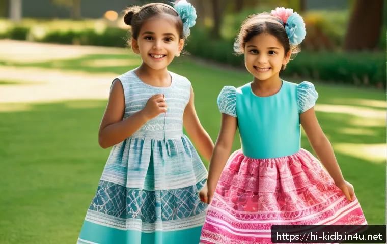 자라키즈의 최신 트렌드 - A vibrant children’s fashion scene showcasing kids wearing colorful clothes with lively pastel and b...